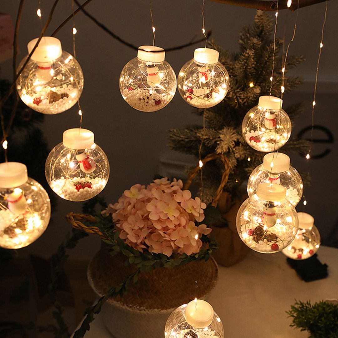 🎅 Cortina De Navidad Esferas De Luz Led