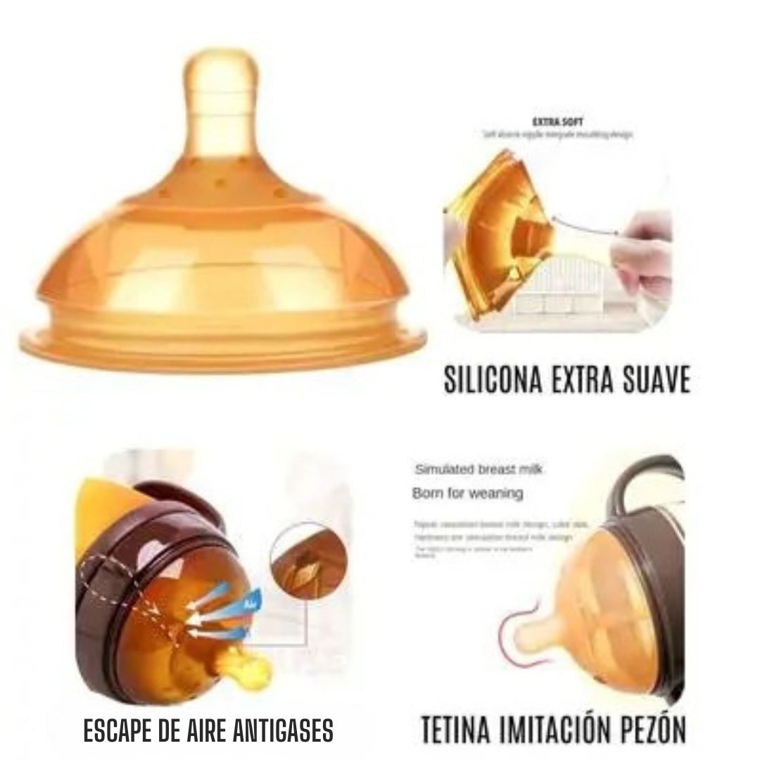 🍼 Biberón que Imita el Pecho Materno + ¡CHUPO REPUESTO GRATIS! 🎁