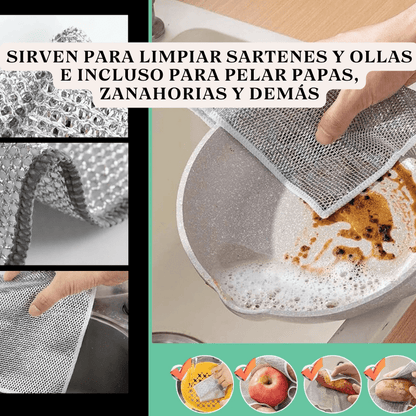 Paños de cocina de alambre multiusos para mojado y seco