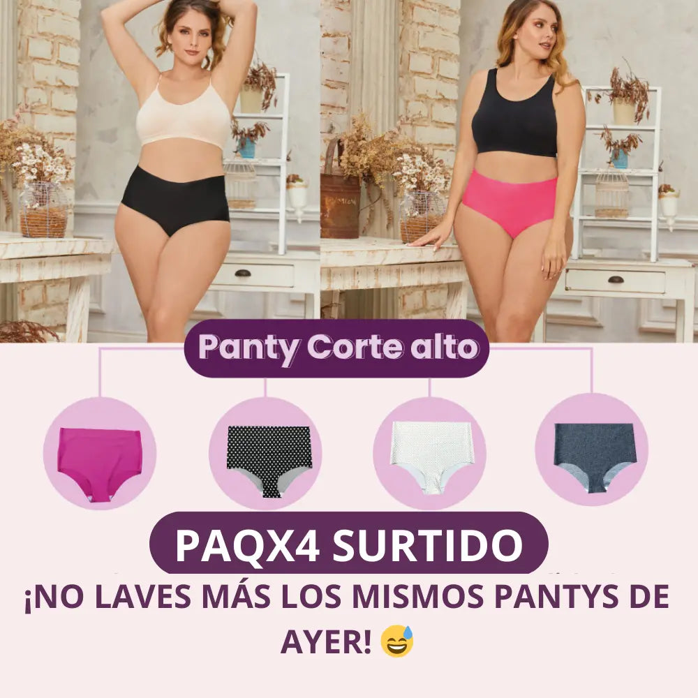 Panty Corte Alto Dama Paquetex4